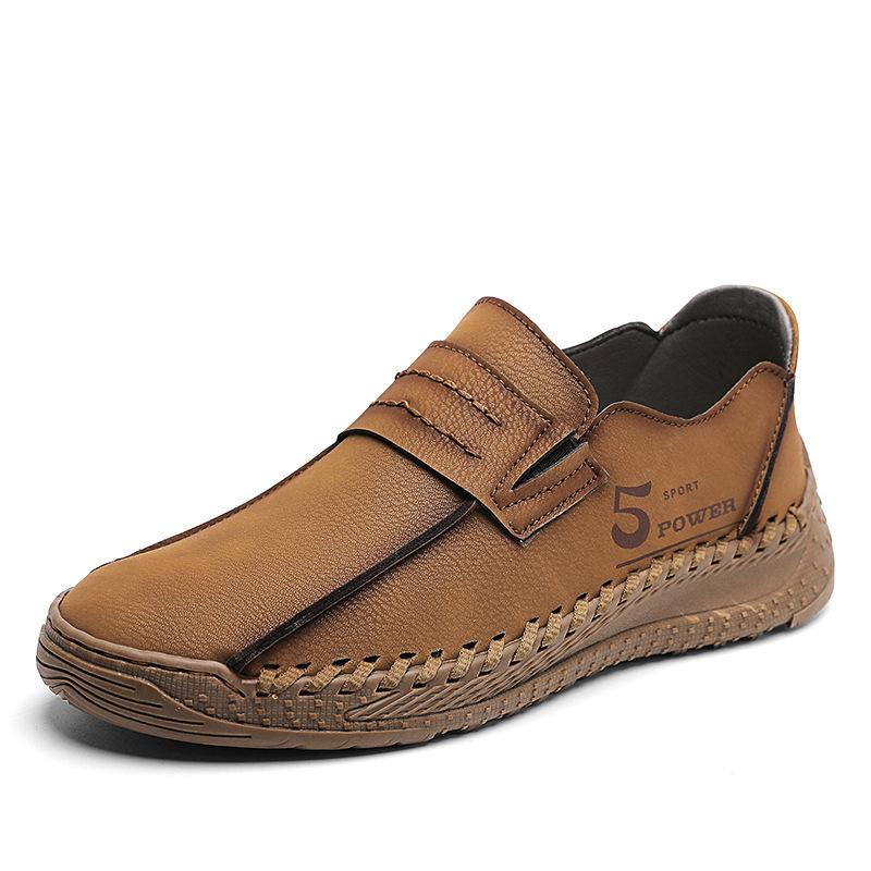 

Men s casual leather shoes men s Doudou shoes 2025 new trend versatile foot set explosion large size one pedal men s shoes 46 коричневый