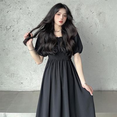 Summer Solid-color Dress, Plus-size Women's Dress, Waist-cinching, Slimming, Belt-covering Long Dress for Children