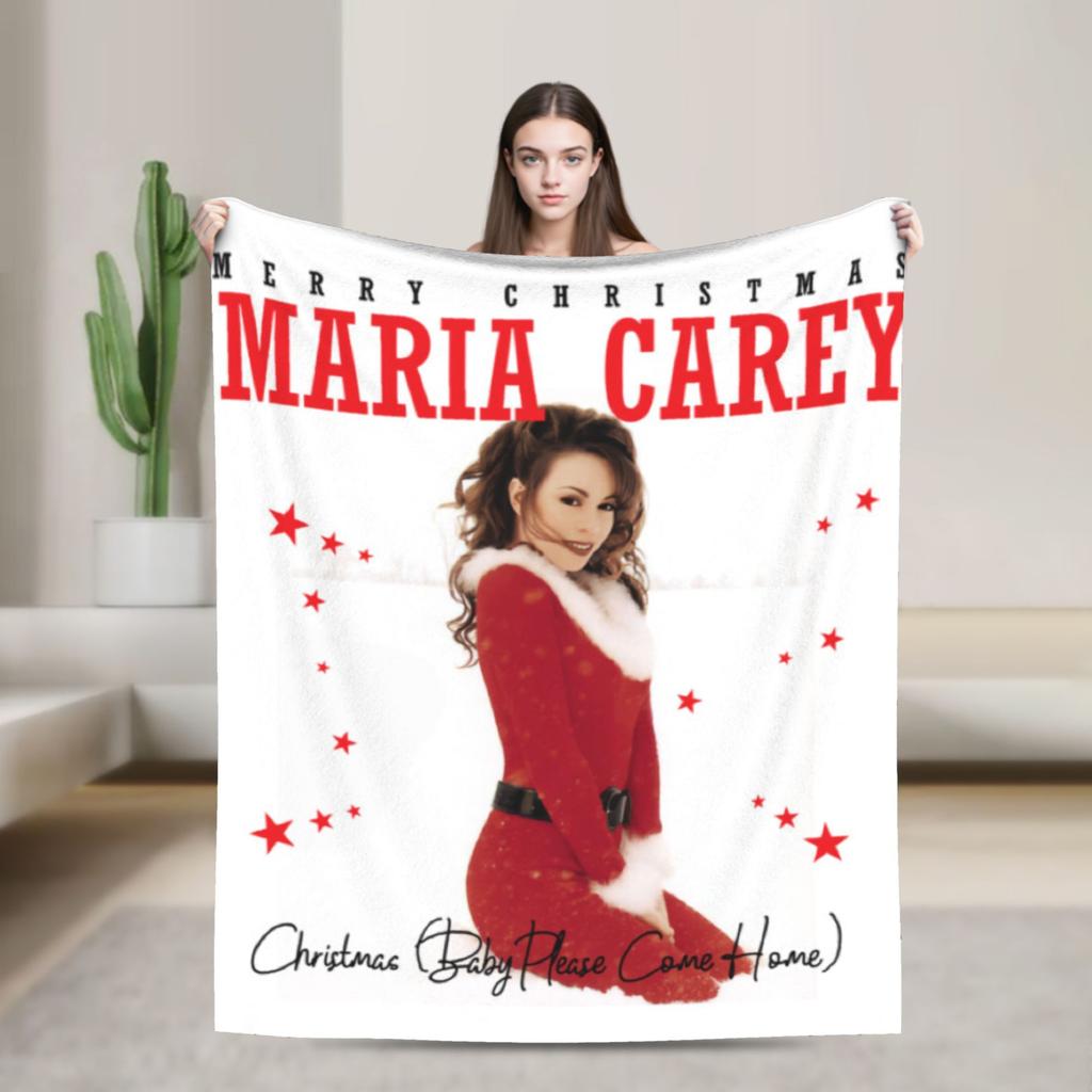 Mariah Carey Christmas Super Warm Blanket Camping Plush Throw Blanket Funny Home Decor Flannel Bedspread Sofa Bed Cover