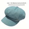 Women'S Denim Beret Hat with Metal Tag, Washed Distressed Design, Sun Protection, Inelastic, Stripe Craftsmanship, Versatile for Spring & Fall Outings