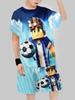 2025 new Block Man Digital Printing Cross Border Children's Clothing Casual Short Sleeved T-shirt Boys' Clothing