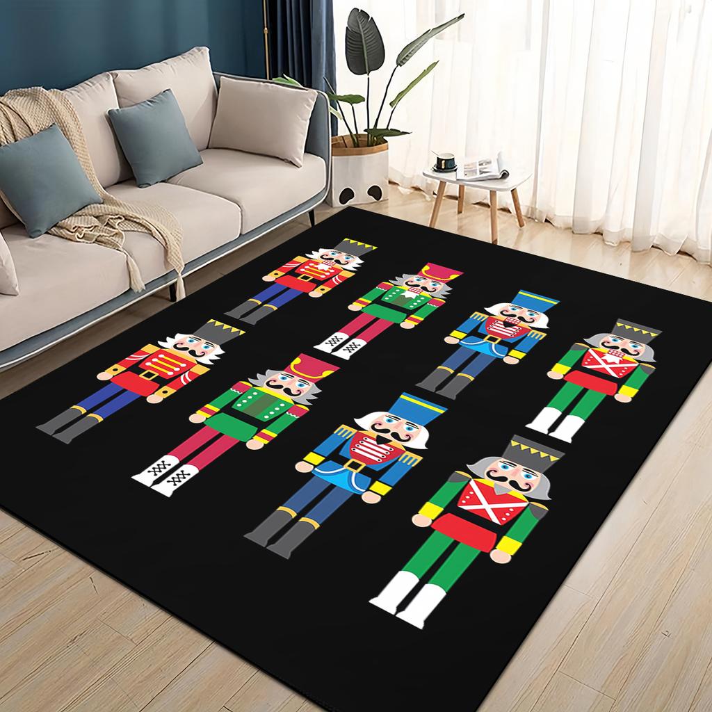 Merry Christmas Cartoon The Nutcracker Doll Festival Gift Carpet Rug for Living Room Bedroom Home Sofa Decoration,Non-slip Mat