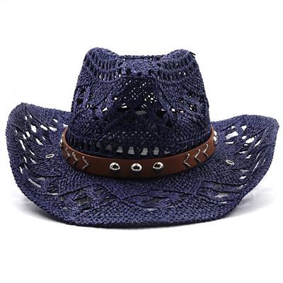 Trendy Vintage Summer Beach Bohemian Straw Hat Shell Women Men Western Cowboy Hats Wooden Beads Hollow Out Sun Hat Holiday Caps