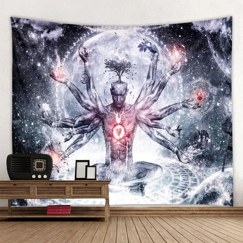 Home Decor Meditation Seven Chakra Tapestry Indian Buddha Wall Decor Mandala Tapestry Witchcraft Bohemian Hippie