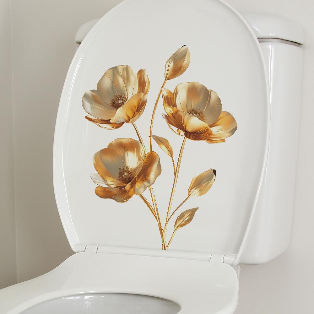 Gold Floral Wall Sticker Self-Adhesive Removable Bedroom Living Room Hallway Dorm Home Decor