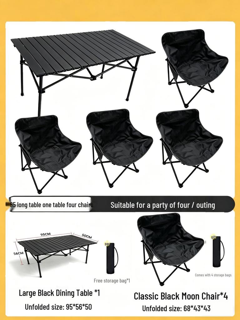 Moon Chair Set: Portable Outdoor Folding Chairs & Fishing Stool (3-Piece)