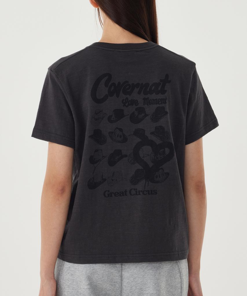 COVERNAT WOMAN Circus Graphic Short Sleeve T-Shirt Charcoal