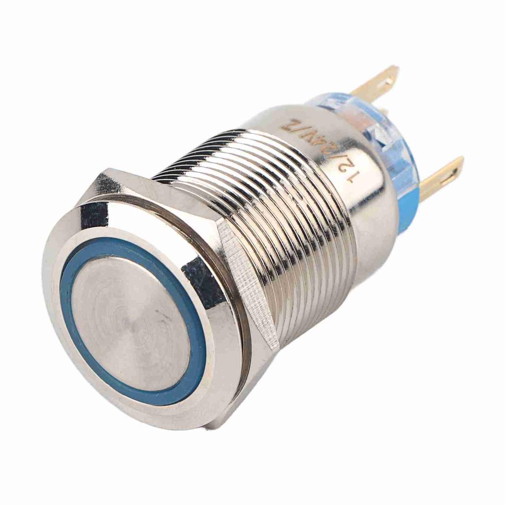 19mm 12-24V Waterproof Stainless Selflocking  Ing Push Button   Red LED