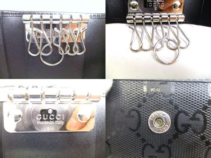 Authentic GUCCI GG Imprimee Black Leather 6 Pics Key Cases #a163  Open Box