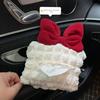 Bow Flower Car Tissue Box Puff Grid Paper Organizer Storage Bag  for Car Back Seat