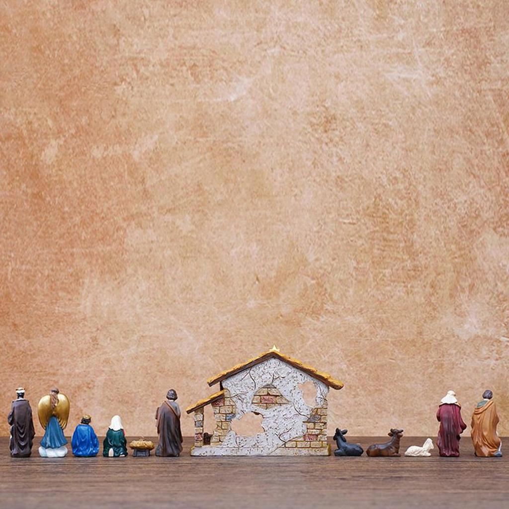 Nativity Scene Resin Manger Decoration Resin Christmas Manger Nativity Figurine Set For Bookshelf Home Dining Table Mantle
