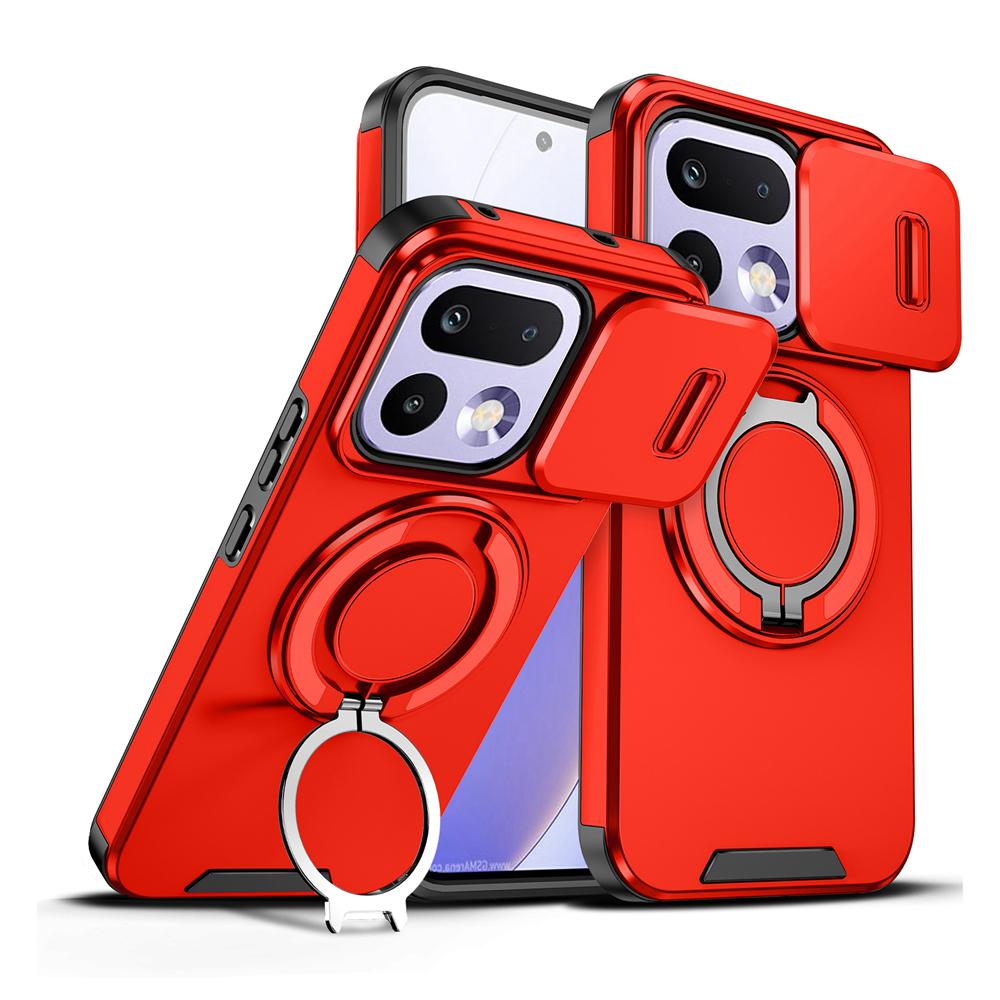 KEYSION 360° Rotating Ring Stand Phone Case for OPPO Realme 16 Pro 5G 16 Pro+ Slide Camera Protection Magnetic Shockproof Cover