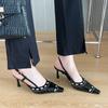 Braided Strap Designer Patent Leather Women Pumps Sexy Pointy Toe Thin Heels Hollow Slingbacks High Heeled Sandals Office Shoes