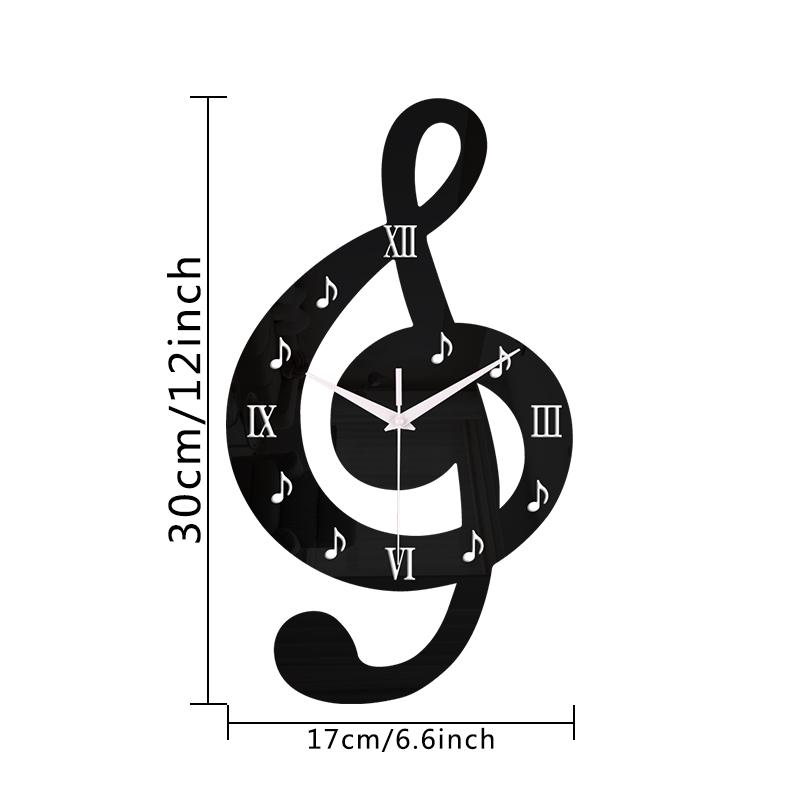 

Modern music Roman numeral notes acrylic wall clock silent clock suitable for living room bedroom office decoration clock (black,12 inch) чёрный