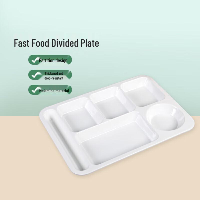 Melamine 6-Compartment Rectangular Lunch Tray