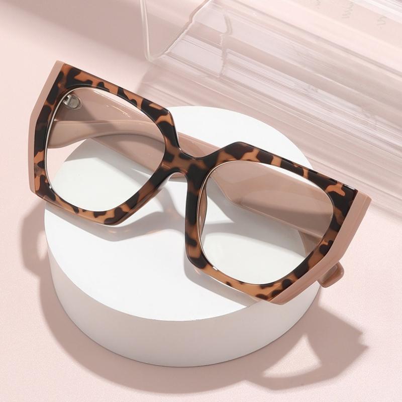 Anti-Blaulicht Farbe Floral Große Rahmenbrille Europäische und Amerikanische Modische Spleißfarbe Kollision Polygon Flachspiegel