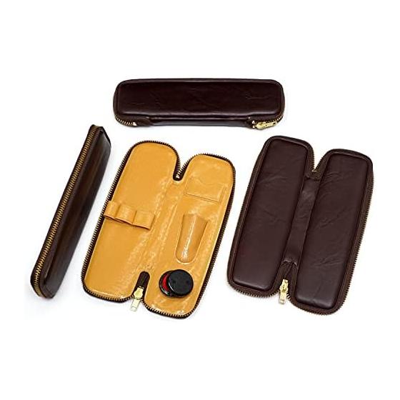 2-Pack Compact Zippered Pen Case with Stylus and Midnight Rubber Rotating Ballpoint Pen Set, Black. Includes Japanese-made zippered pen case, stylus,