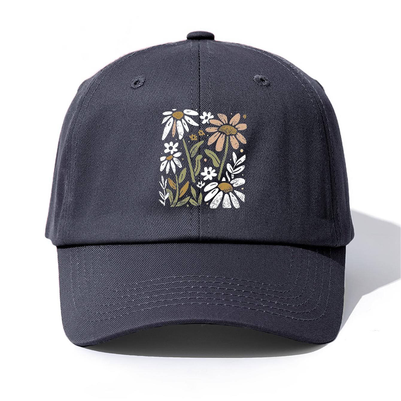 

1pc Flowers Print Baseball Cap for Adults Minimalist Retro Style Casual Soft Adjustable Dad Hat Perfect As Gift