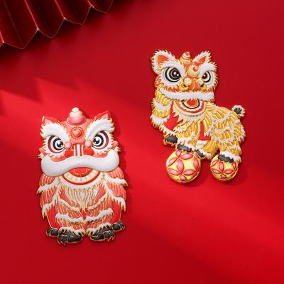 New Lion Dance Metal Refrigerator Sticker Guangzhou Lion Dance Activity Gifts New Year's Gift Spring Festival Home Decoration Refrigerator Sticker