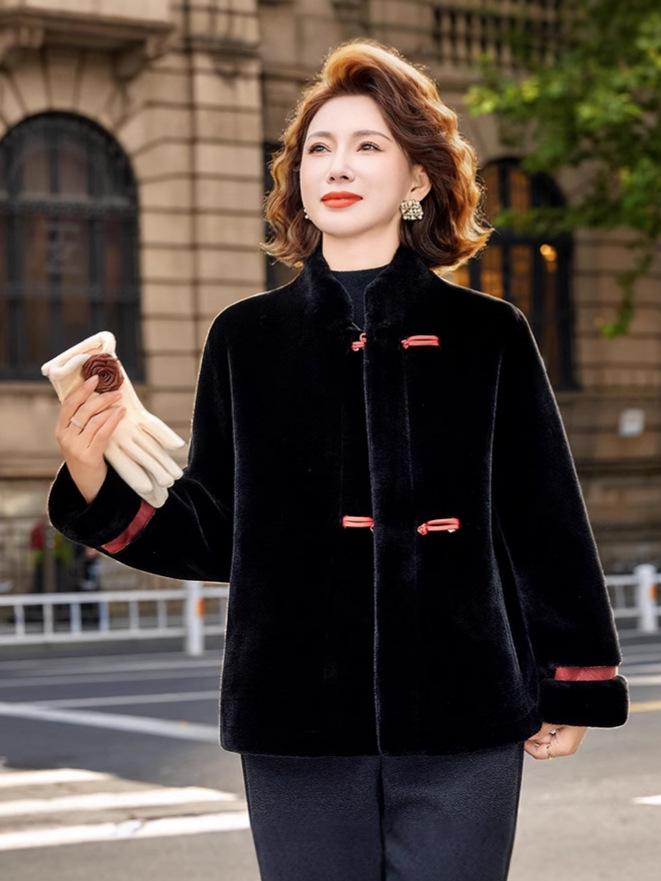 2025 New Chinese-Style Double-Sided Thick Coat for Middle-Aged & Elderly Women