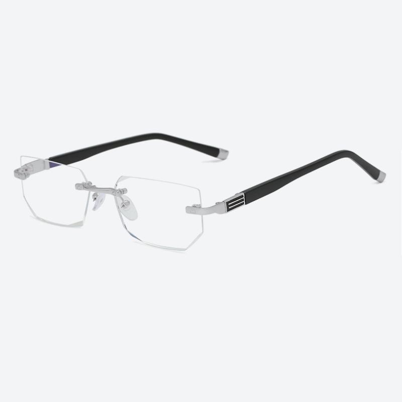 Anti Blue Ray Reading Glasses Women Diamond Cut Rimless Eyewear Men Anti Fatigue Hyperopia Presbyopic Eyeglasses
