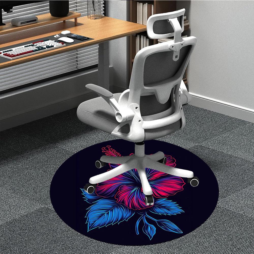 1pc Floral Bloom Office Round Area Rug, Indoor Mat Suitable For Office, Under Office Chairs Bedroom Living Room Home Decor, Room Deco