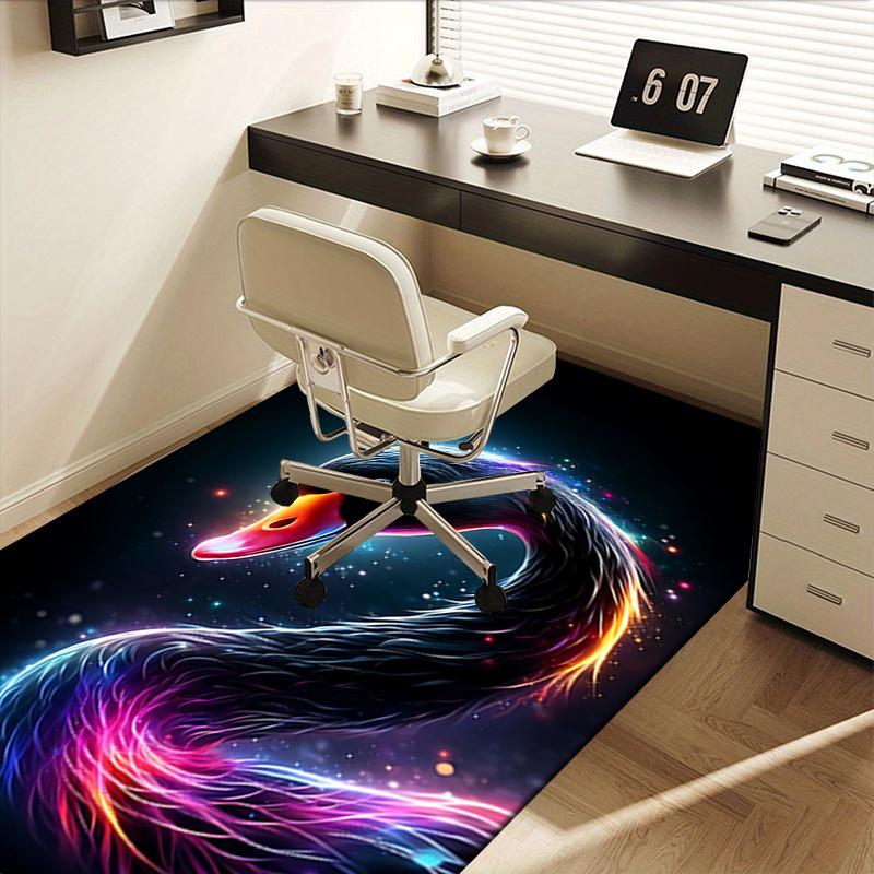 Colorful Swan Chair Mat: Office Carpet, Oversized Rug for Home Decor, Sofa Mat, Desk Pad Gift Suitable for Bedroom, Living Room, Any Room
