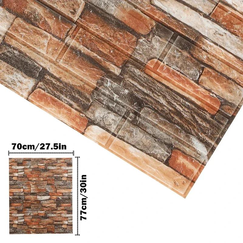 5PCS 3D Self Adhesive Foam Wall Sticker Waterproof  Bedroom Home Decor DIY Imitation Brick Wallpaper for Living Room Decoration