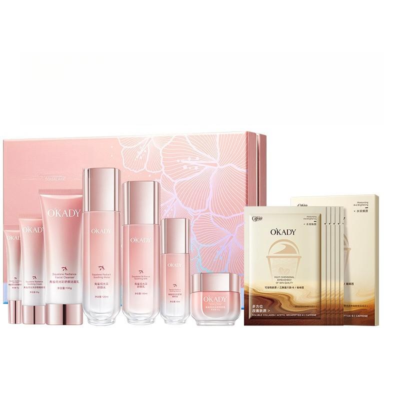 12 Piece Squalane Skincare Bundle with Facial Masks for Hydrating, Moisturizing Skin