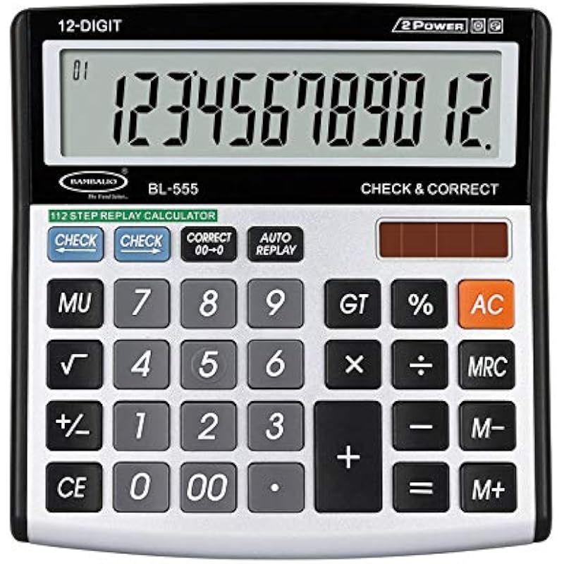 Bambalio 12 Digits Electronic Calculator with Big Digits Display & Metallic Panel 3 Years Warranty BL-555