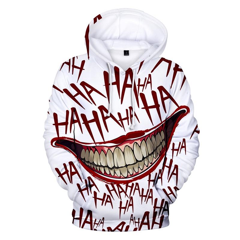 Haha Funny Halloween Joker Men Women 3d Sweatshirt Hoodies Hip Hop Dress Tops