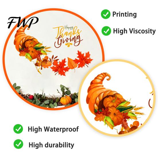 Autumn Harvest Wall Decals Festival Stickers for Thanksgiving Decor, PVC Cornucopia Pumpkins And Maple Leaves Decals, Festive Art Peel Stick