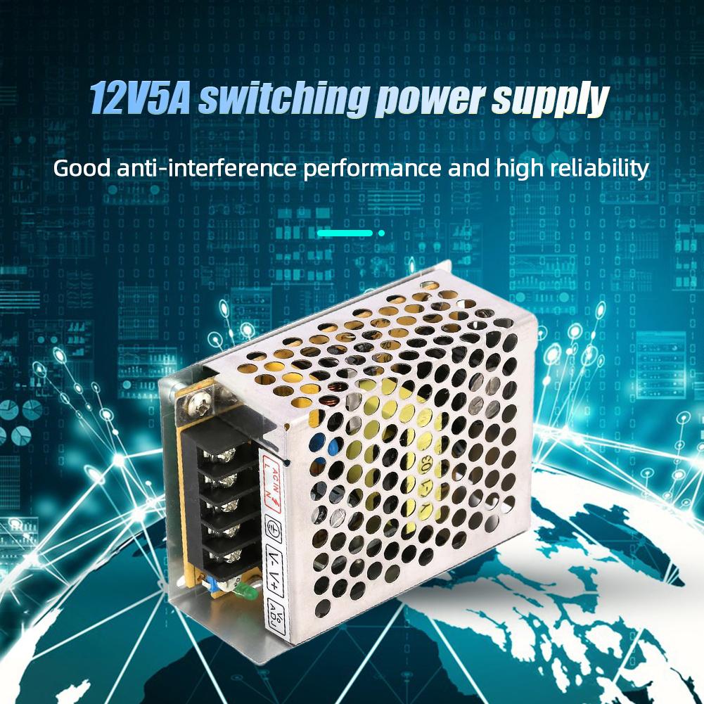12V 5A 60W Switching Power Supply High Efficiency Overload Protection for CCTV Cameras LED Strips Industrial Automation