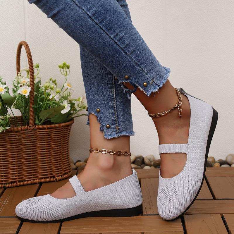 Women's Pointed Toe Flat Shoes Fashion New Knitted Slip-on Women's Casual Comfortable Breathable Ballet Flat Loafers