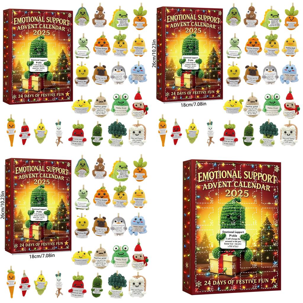 Weihnachts-Adventskalender zur emotionalen Unterstützung mit Cartoon-Acryl-Dekorationen zum Verschenken