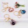 Women Cute Ladybug Shape Crystal Stone Keychain Keys Ring Chain Holder Bag Decor Suspension Trinket