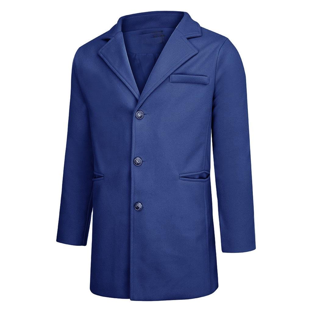 Manteau en laine pour hommes, Trench d'hiver chaud, vêtements d'extérieur longs, boutons, pardessus intelligent