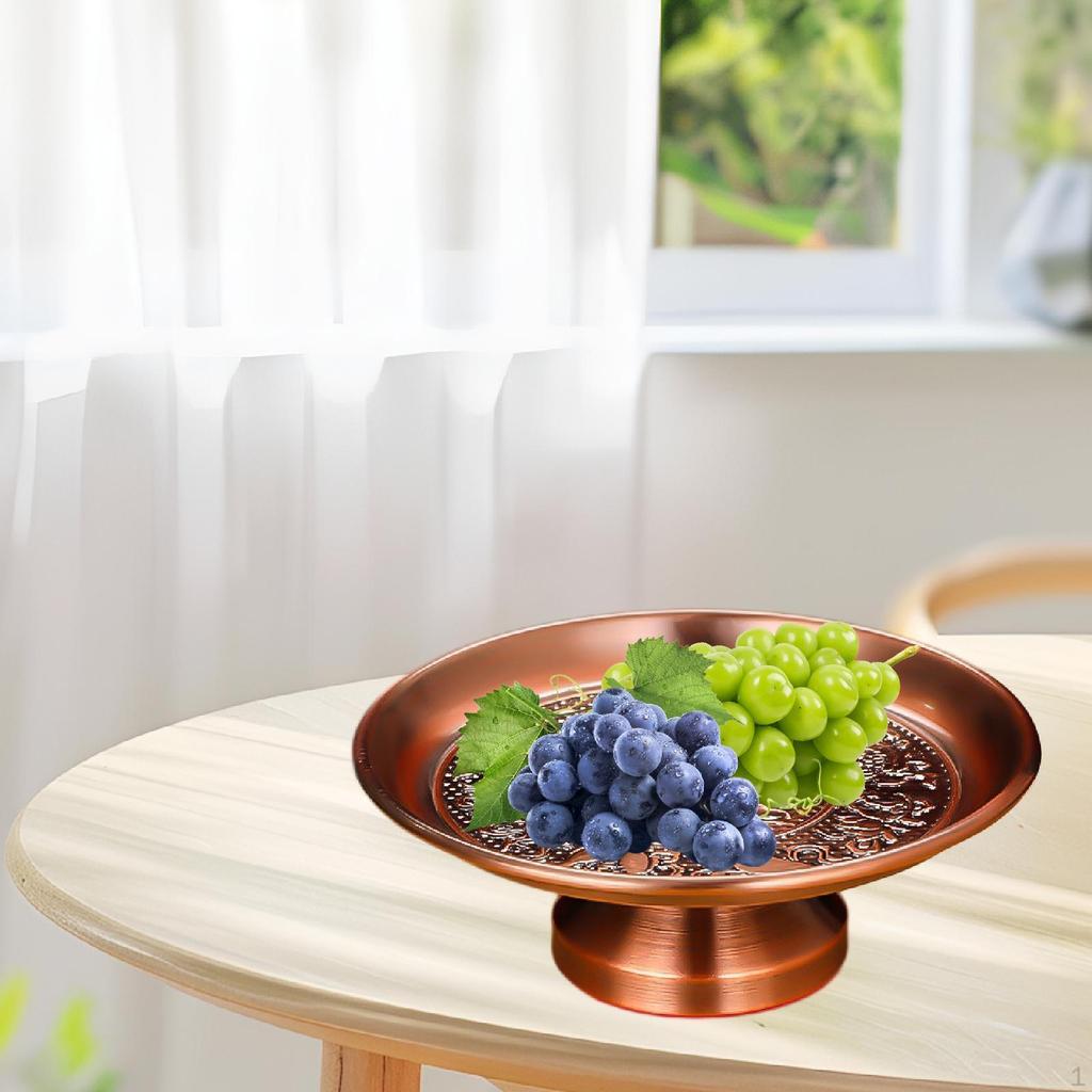 Buddhist Fruit Bowl Decorative Lotus Design Stable Base Footed Temple Tray for