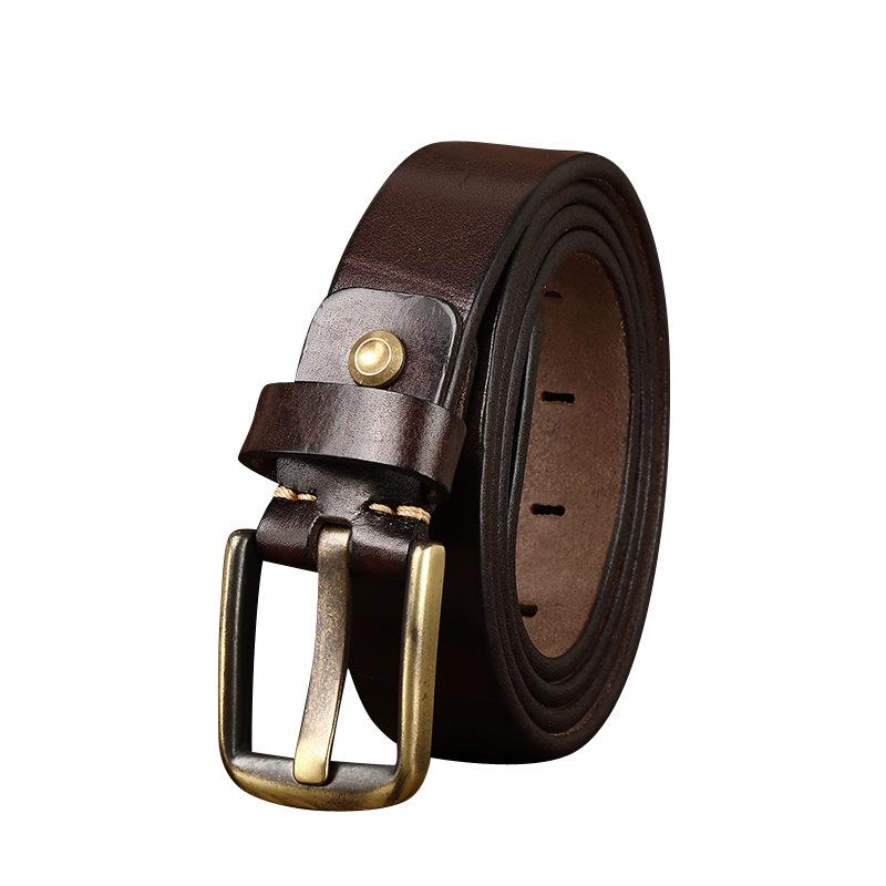 Hochwertiger Herrengürtel mit Messingschnalle, echte Rindslederoberfläche, modischer, individueller All-Match-Gürtel für Freizeithosen