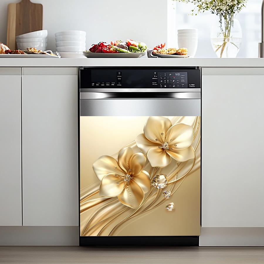 Adesivo Decorativo Strass Design Floreale Argentato Autoadesivo Impermeabile Frigorifero Lavastoviglie Decorazioni Cucina Moderno