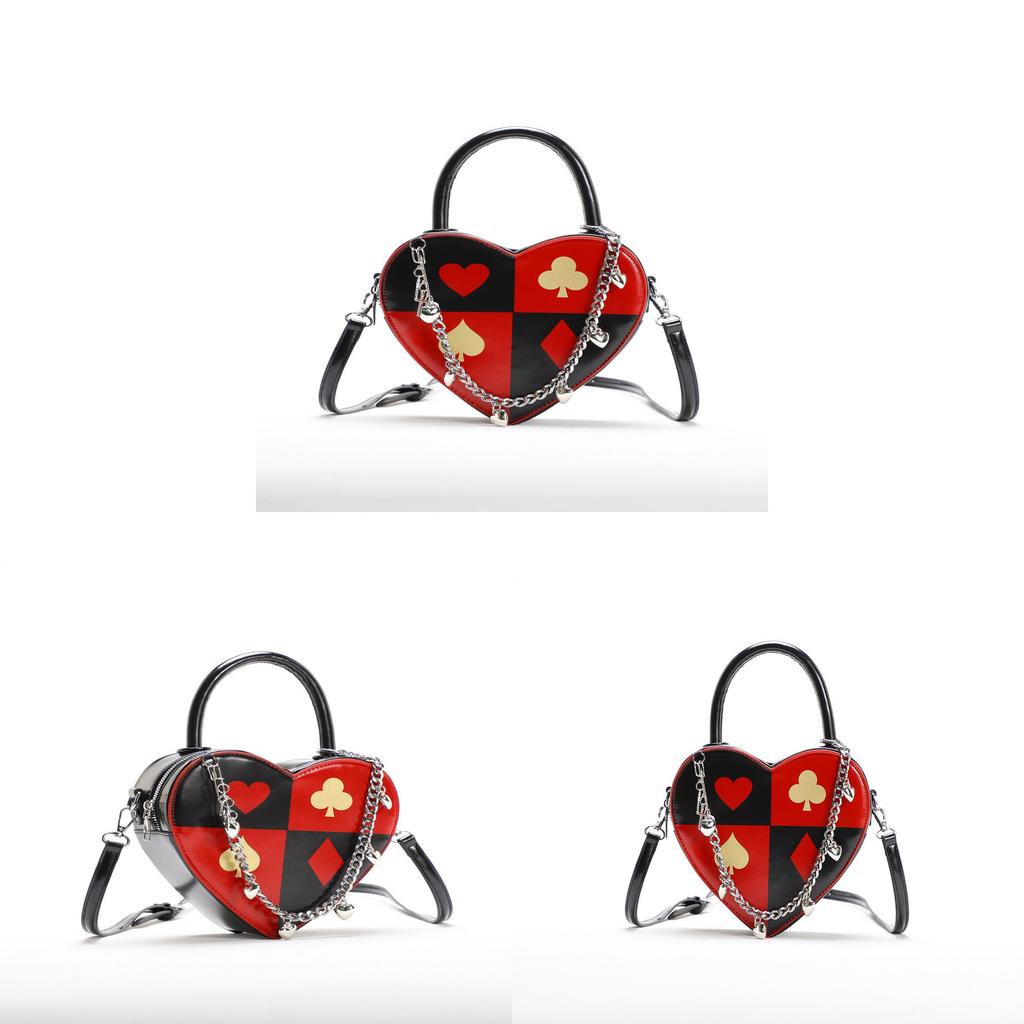 Borsa a tracolla a forma di cuore in PU con tracolla a catena per l'uso quotidiano
