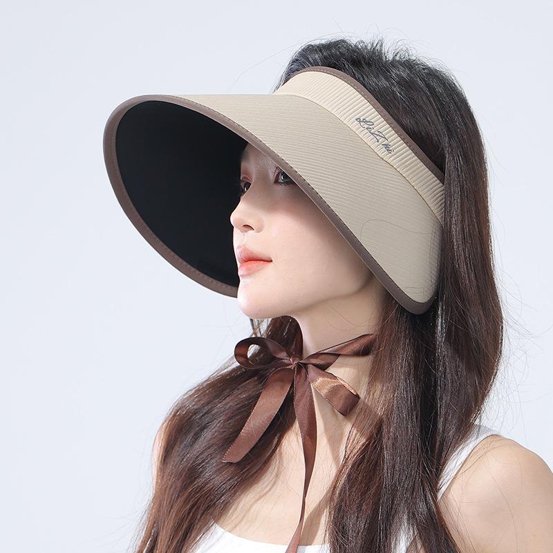 

Empty top hat Women s UV protection summer visor Foldable outdoor beach cornice hat L（58-60cm）