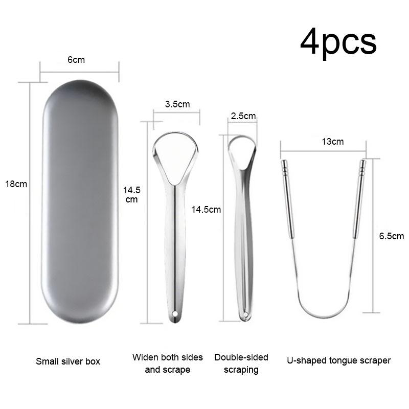 1/2 Pcs Reusable Stainless Steel Useful Tongue Scraper Cleaning Coated Tongue Cleaner Fresh Breath Oral Hygiene Care Tools SGQ01