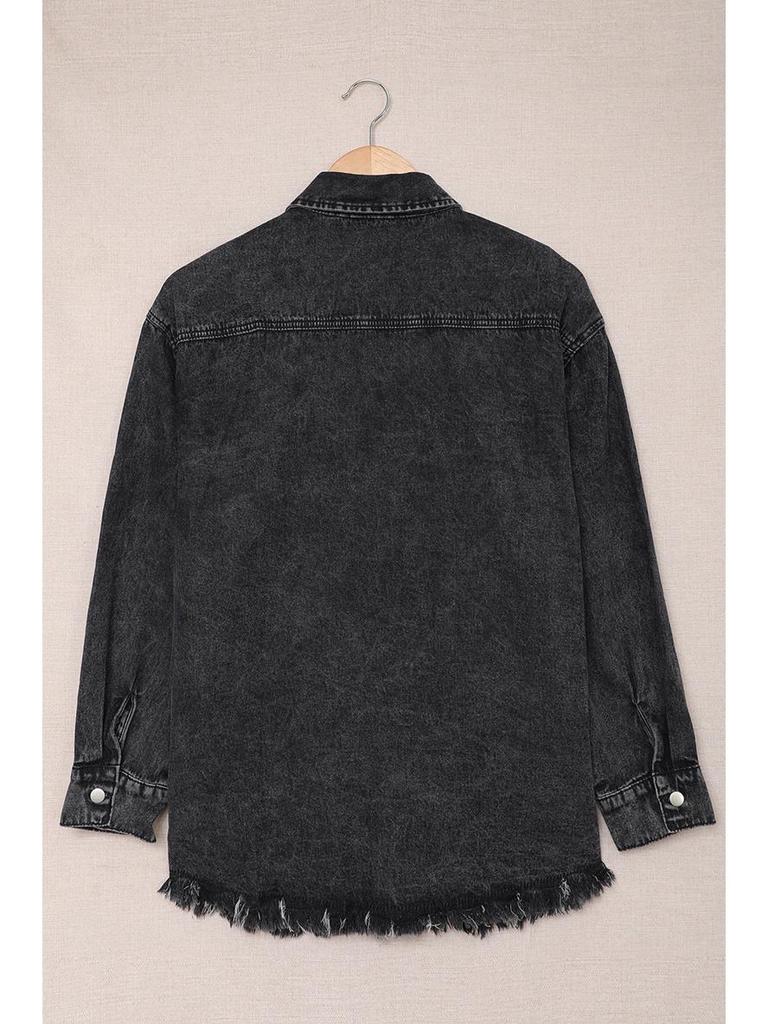 Women's Autumn/Winter Washed Denim Jacket - Loose Fit, Versatile, Single-Breasted, Long-Sleeved Top