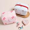 Plaid Bow Makeup Bag, Quilted Cherry Cosmetic Pouch, Student Lightweight Storage, Portable And Multifunctional