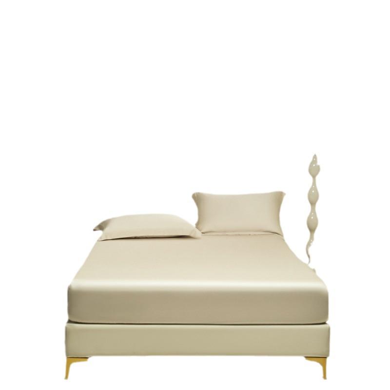 Solid Color 100s Tencel Fitted Sheet Set: Mattress Protector & Enclosed Three-Piece Style