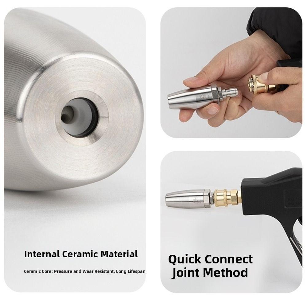 Portable Rotating Nozzle Stainless Steel 1/4 Quick Connect Pressure Washer Tips 3625 PSI Spray Head Hot and Cold Water