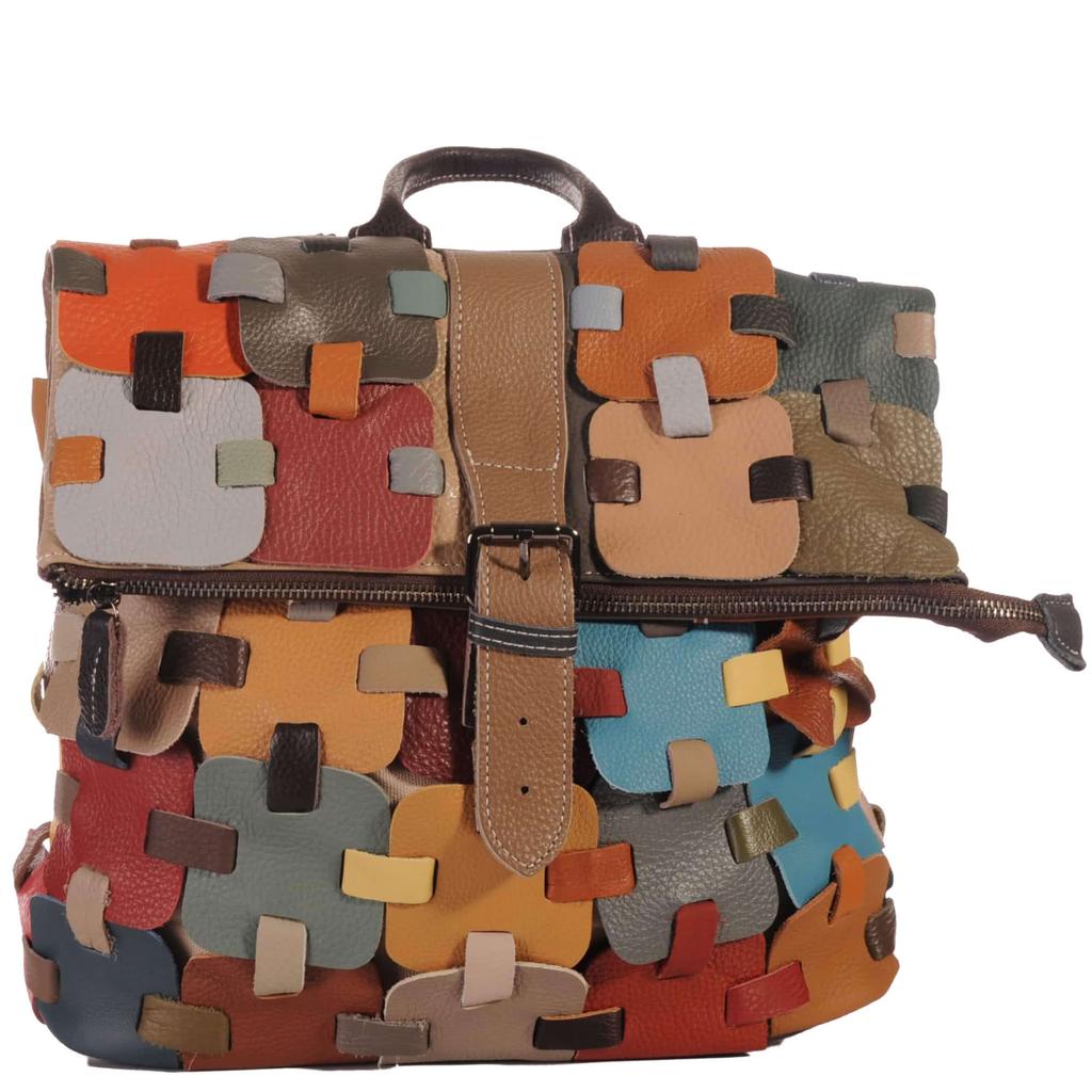 Zaino da donna in pelle patchwork