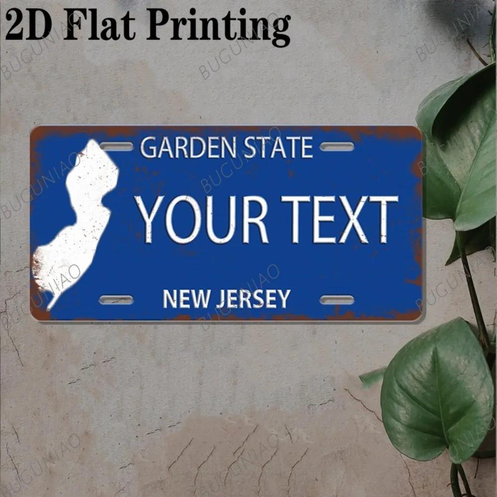 Retro 2D Custom New Jersey Metal Sign – Personalized Text, Home, Garage, Bar, Cafe Indoor/Outdoor Wall Art