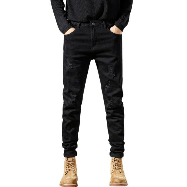 Negro Jeans Hombre Rasgado Estiramiento Delgado Recta Primavera Otoño Hip  Hop Pantalones Vaqueros Streetwear Moto Biker Jeans Hombre Pantalones  Deshilachados comprar a buen precio — entrega gratuita, reseñas reales con  fotos — Joom